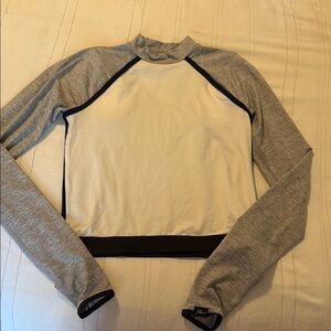 J. Crew Gray and White Crop Top